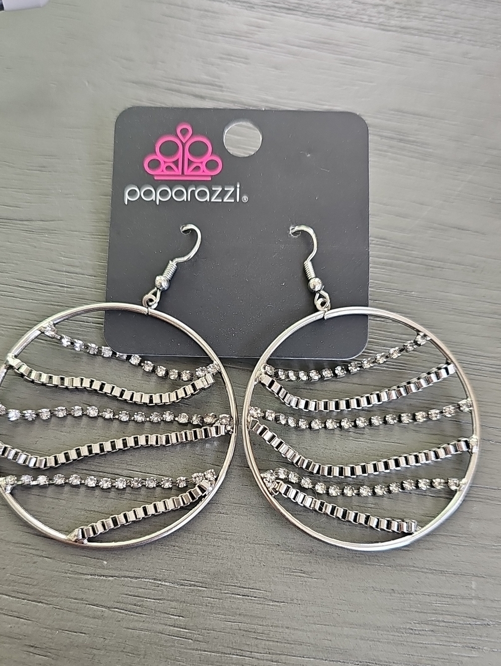 Paparazzi Silver Rippled Hoop Earrings